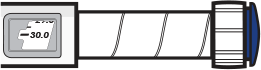 The dose knob is being turned until 30.0 mg is shown in the dose window.